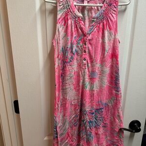 Lilly Pulitzer women's Pink Sleeveless Floral Dress size S/pre-owned B6